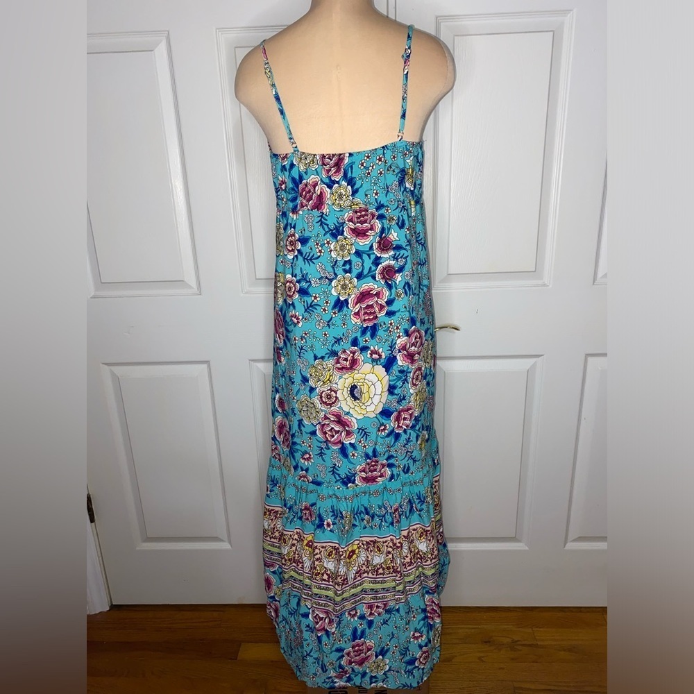 Bohemian Floral Maxi Dress – Women’s Medium, Light Blue, Everyday Boho - Picture 10 of 12